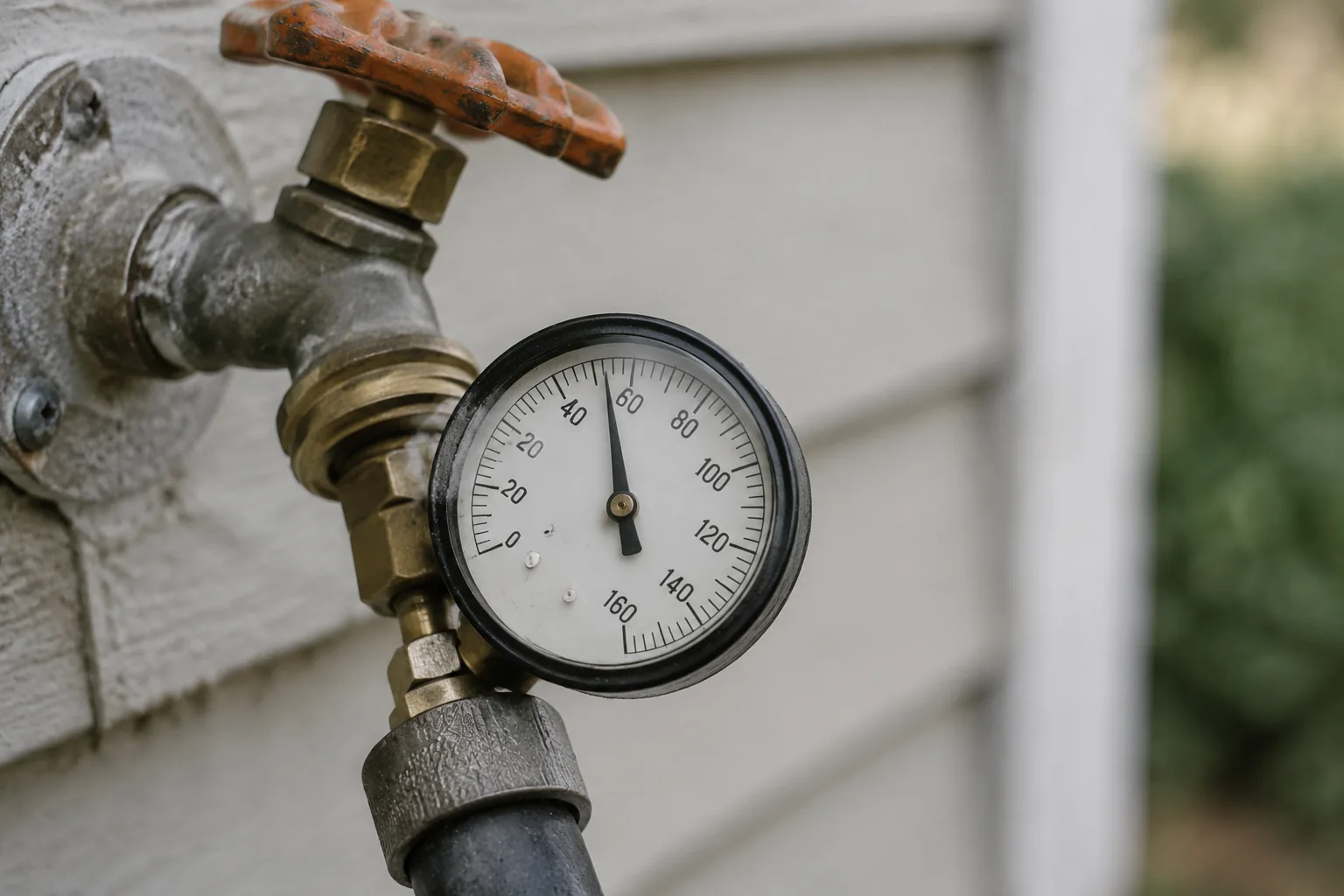 Temperature and pressure relief valve on a water heater with water dripping from the discharge pipe