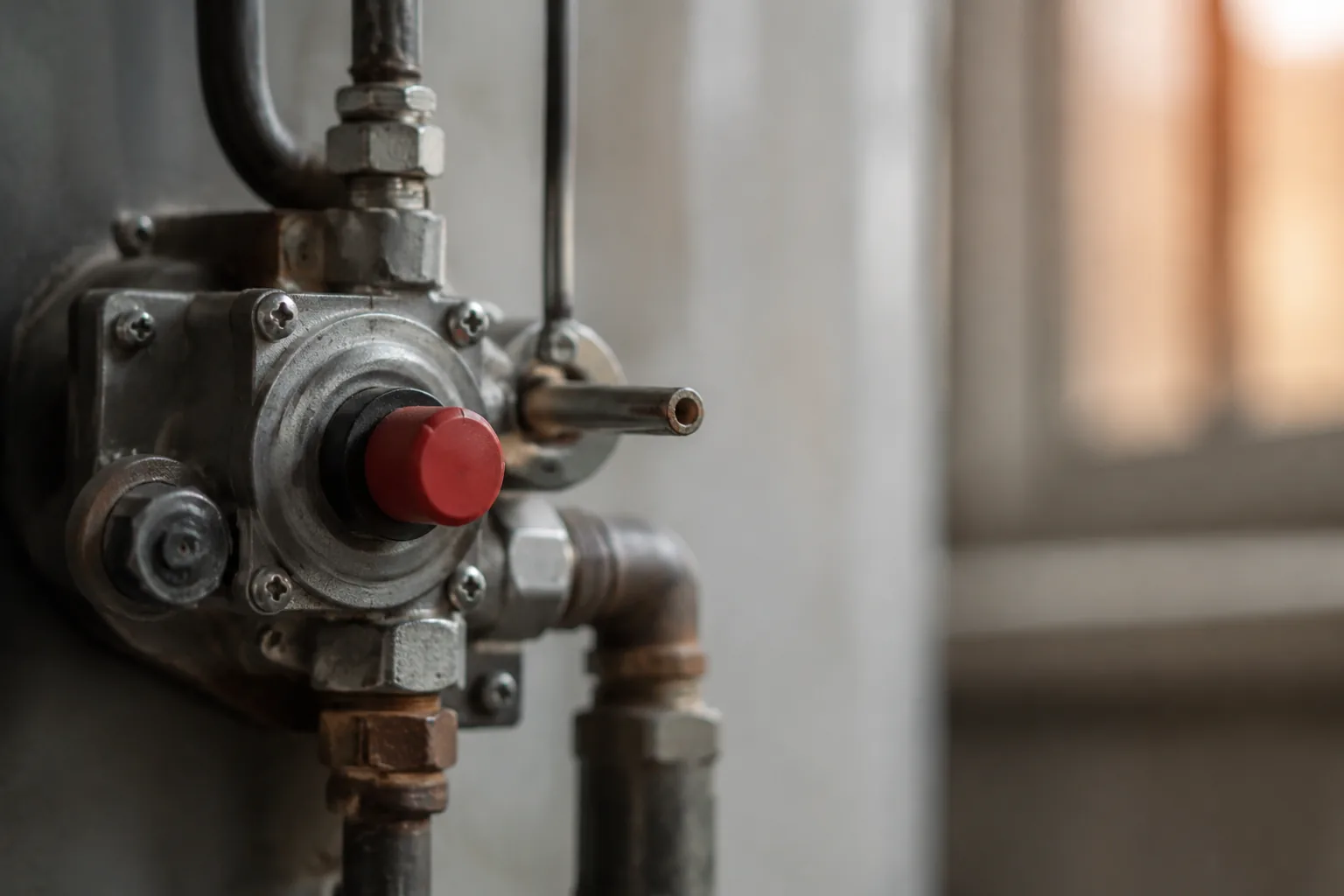 Close view of a gas water heater pilot assembly showing the electrode, pilot tube and orifice