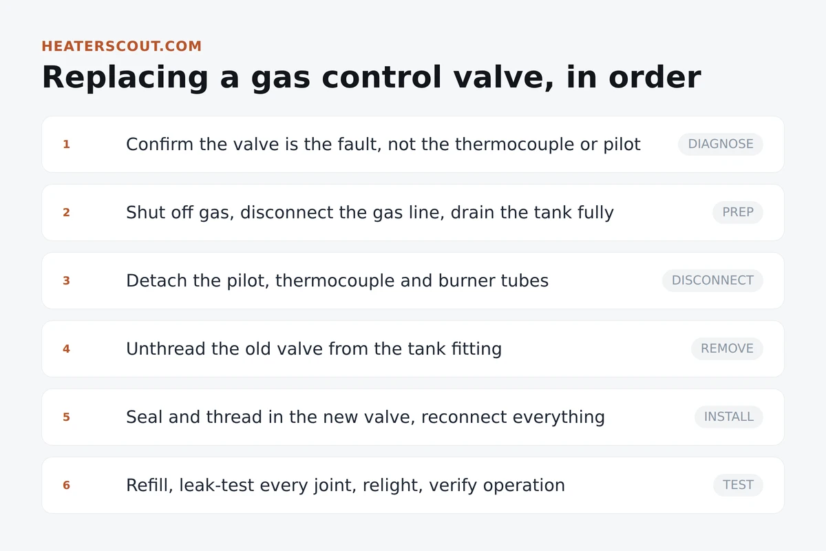 How to replace a gas control valve on a water heater