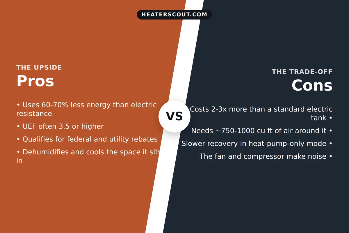 Hybrid heat-pump water heater pros and cons compared