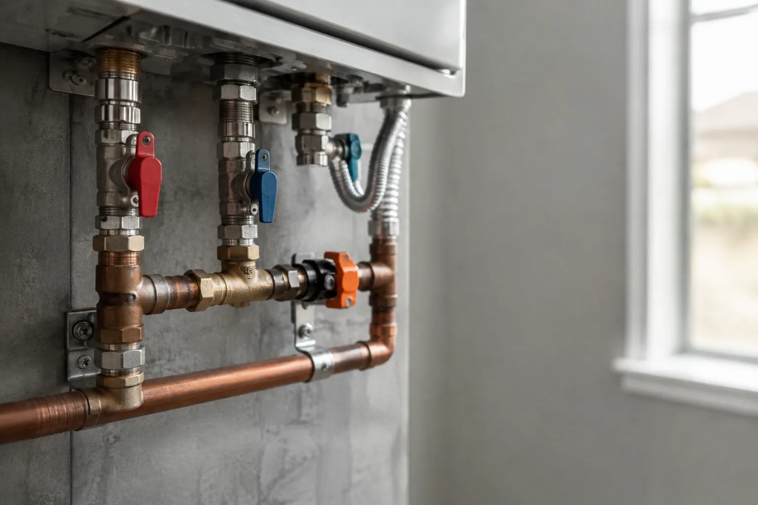 Diagram-style view of a tankless heater relighting with a cold slug of water in the pipe