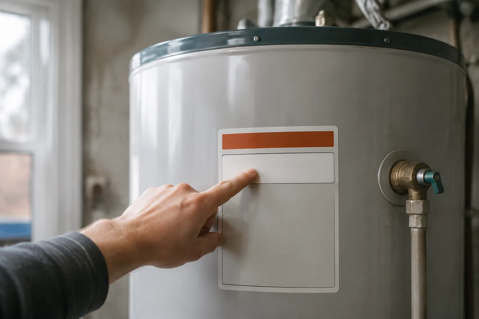 EnergyGuide label on a water heater showing the First Hour Rating figure